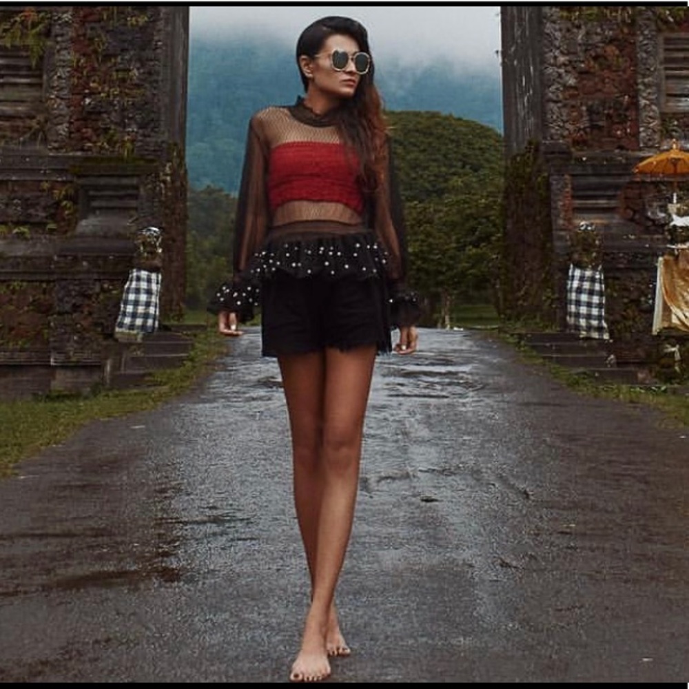 Storets Full Sleeve Black Transparent Top